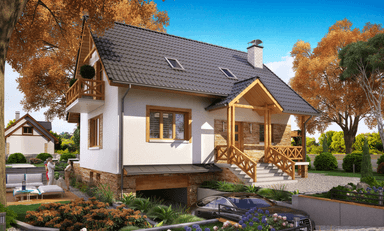 Wizualizacja domu jednorodzinnego BW-49 wariant 10 podpiwniczony