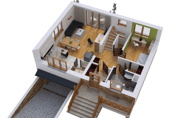 Wizualizacja domu jednorodzinnego BW-49 wariant 10 podpiwniczony