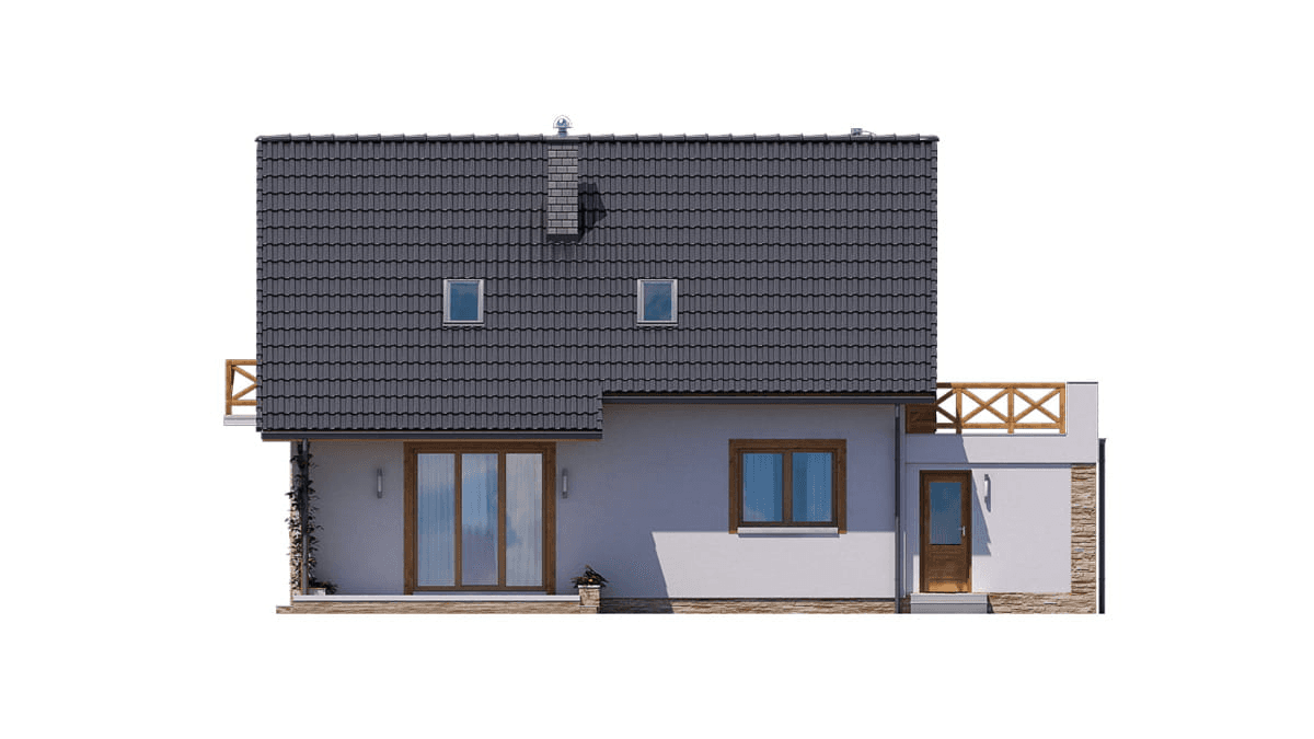 Elewacja tylna domu jednorodzinnego BW-49 wariant 2