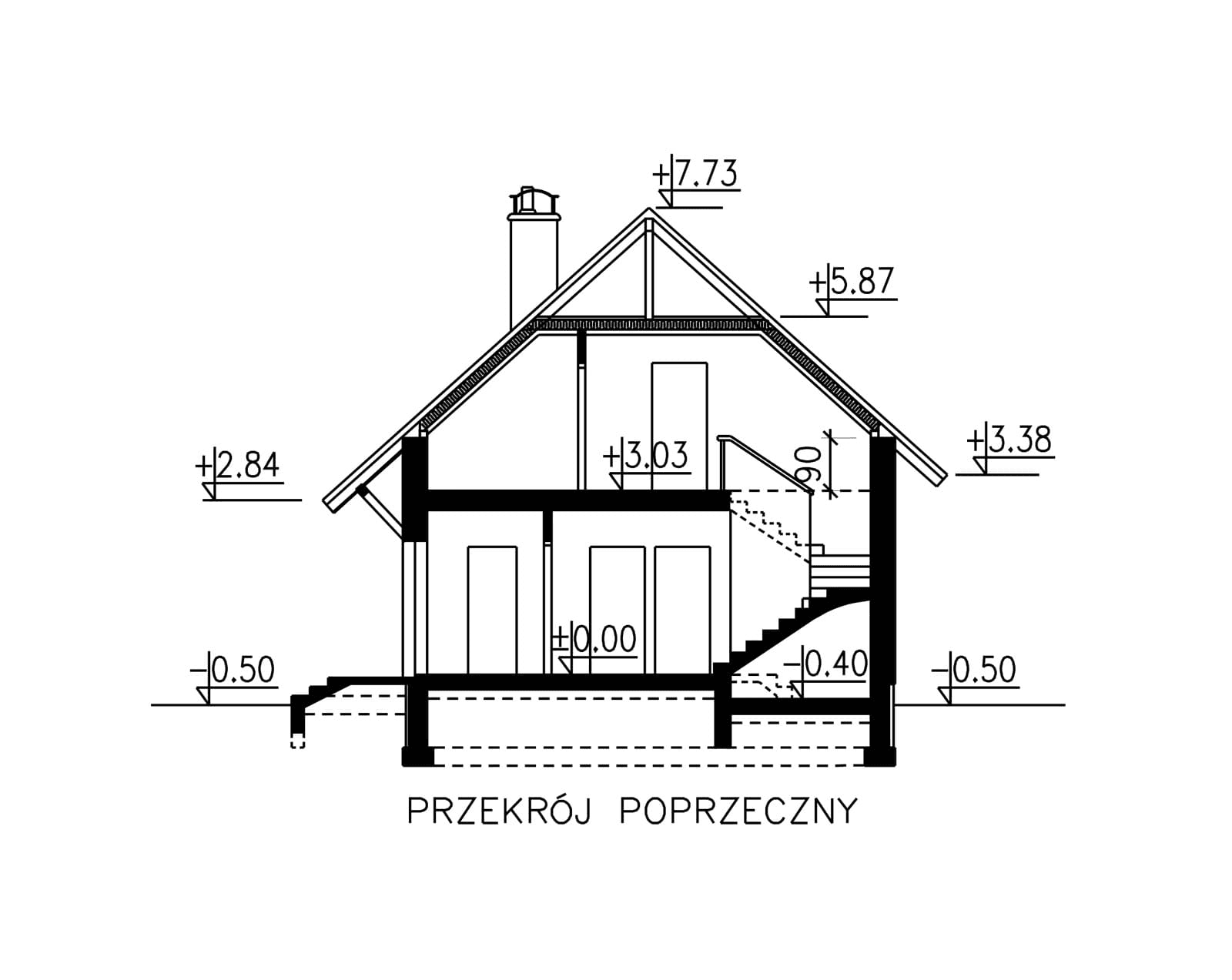 Przekrój w budynku BW-49 wariant 8