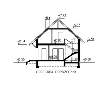 Przekrój w budynku BW-49 wariant 8