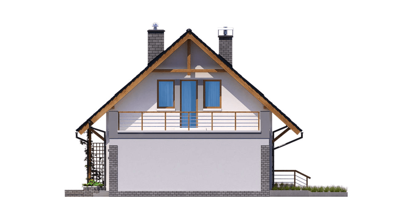 Elewacja boczna projektu domu z poddaszem BW-49 wariant8