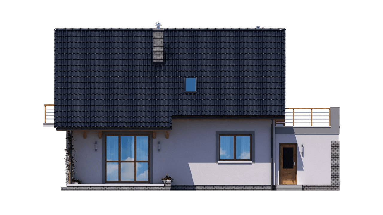 Elewacja ogrodowa projektu domu z tarasem nad garażem BW-49 wariant 8