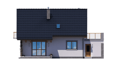 Elewacja ogrodowa projektu domu z tarasem nad garażem BW-49 wariant 8