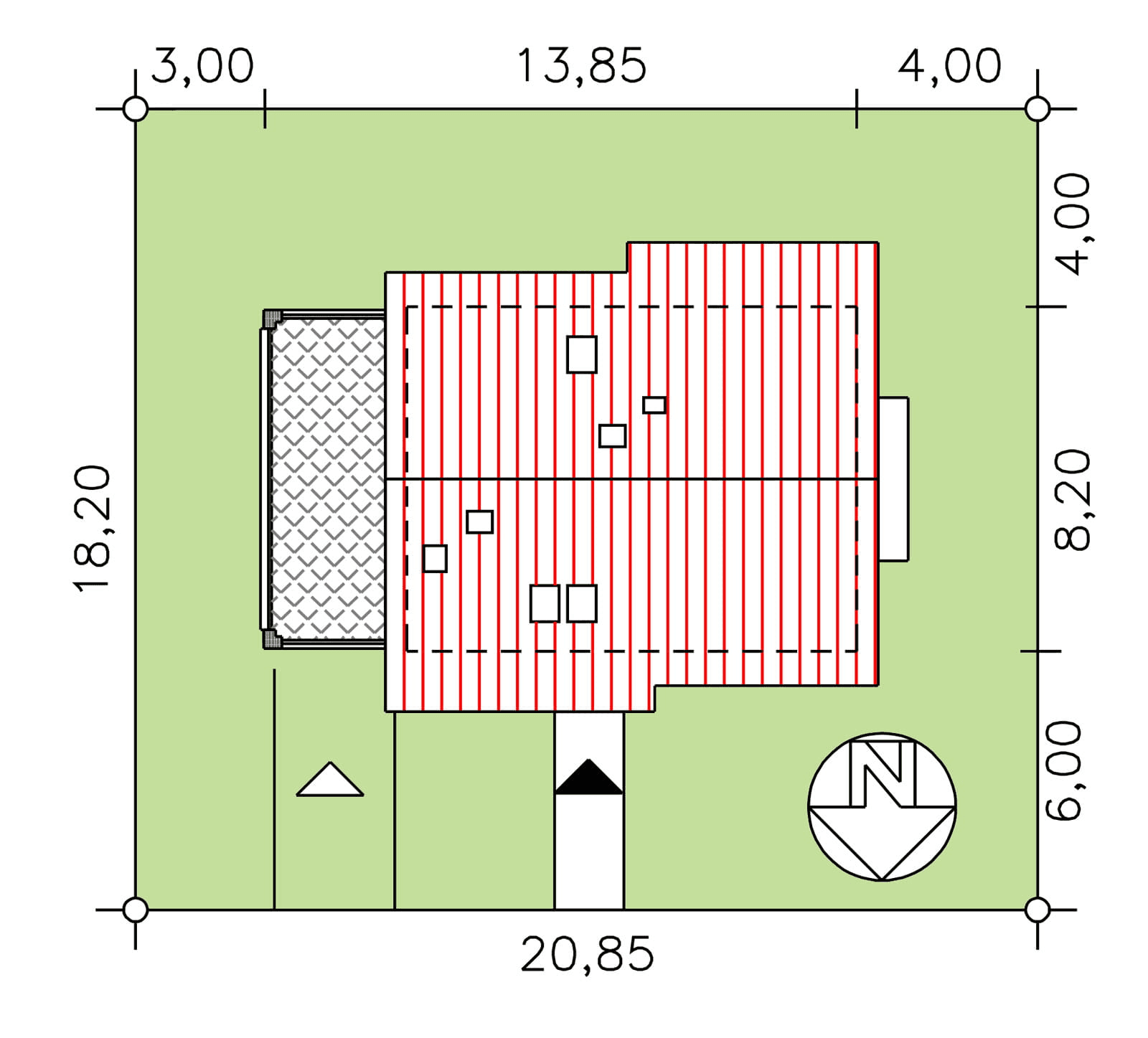 Usytuowanie domu z poddaszem w projekcie BW-49 wariant 8