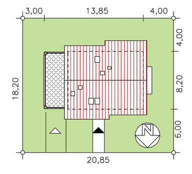 Usytuowanie domu z poddaszem w projekcie BW-49 wariant 8