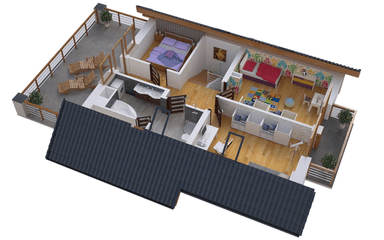 Rzut poddasza w projekcie domu BW-49 wariant 8 wizualizacja 3D