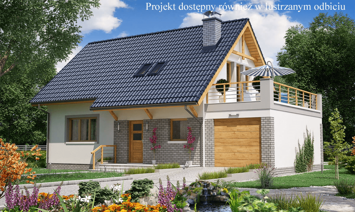 Porjekt BW-49 wariant 8 parterowy dom z poddaszem i tarasem nad garażem