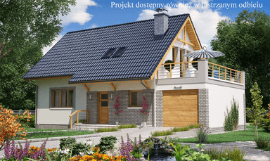 Porjekt BW-49 wariant 8 parterowy dom z poddaszem i tarasem nad garażem