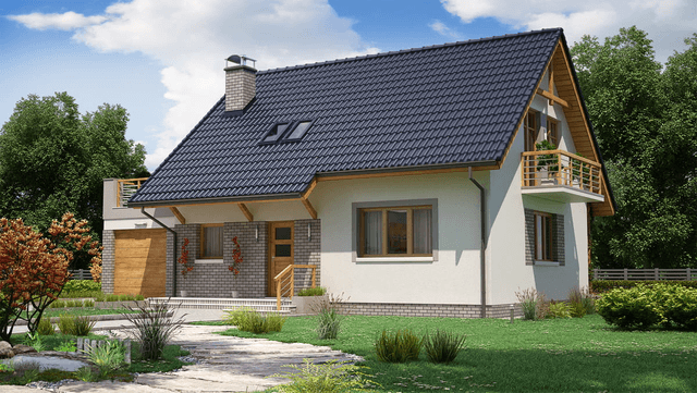 BW-49 wariant 8 dom z poddaszem i tarasem nad garażem