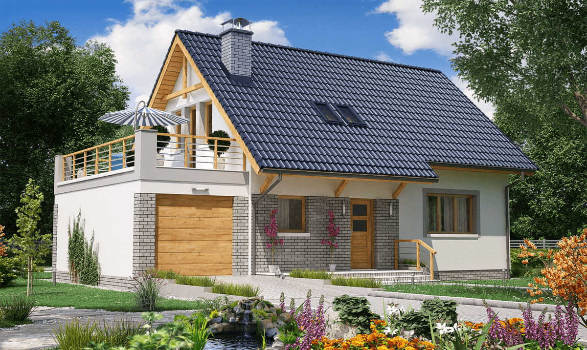 Projekt domu z poddaszem i tarasem nad garażem BW-49 wariant 8