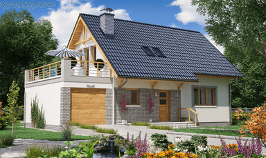 Projekt domu z poddaszem i tarasem nad garażem BW-49 wariant 8