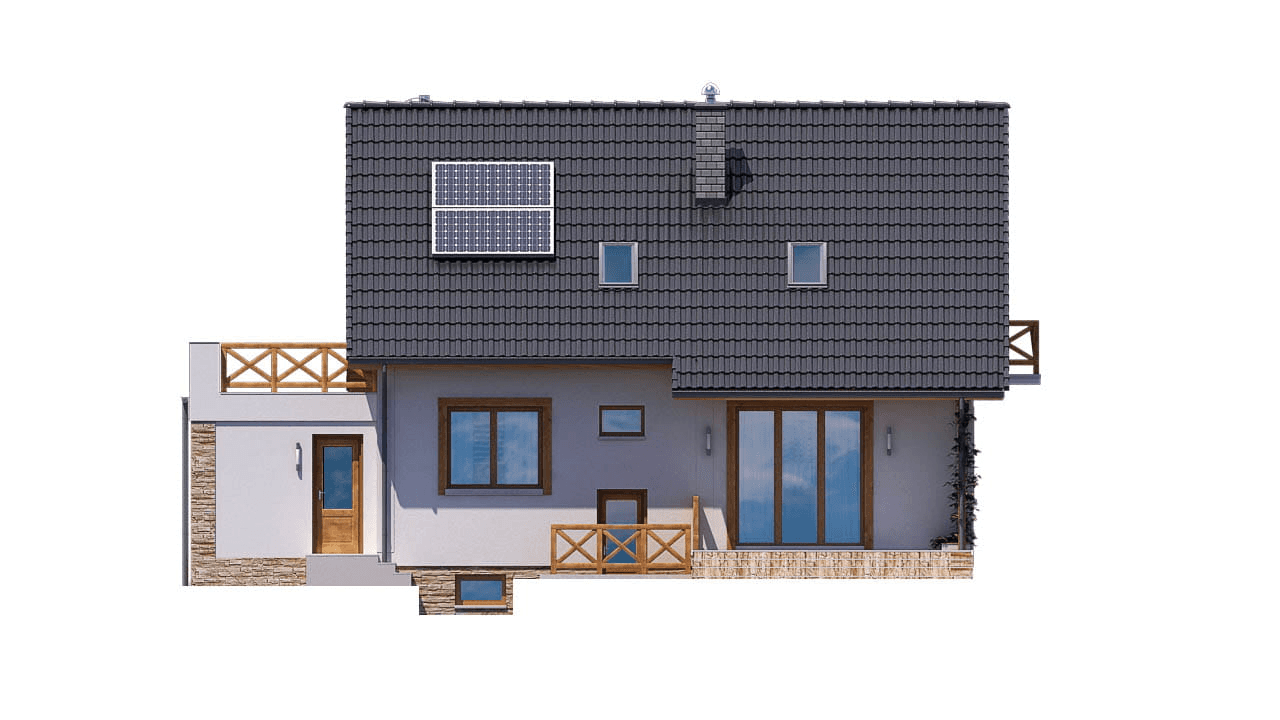 Elewacja tylna domu jednorodzinnego BW-49 wariant 9