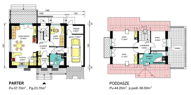 Rzuty parter/poddasze domu jednorodzinnego BW-49 wariant 9