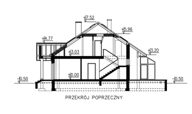 Przekrój domu BW-52 dwulokalowy