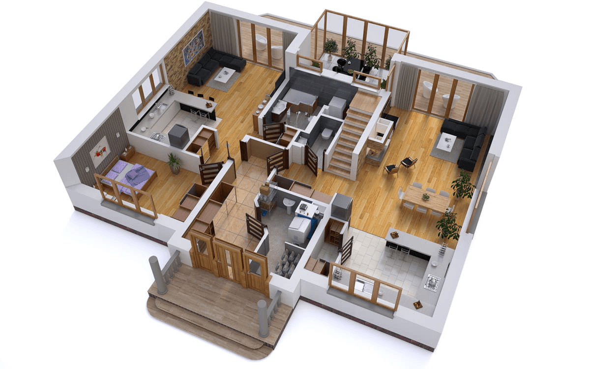 Wizualizacja domu BW-52 dwulokalowy