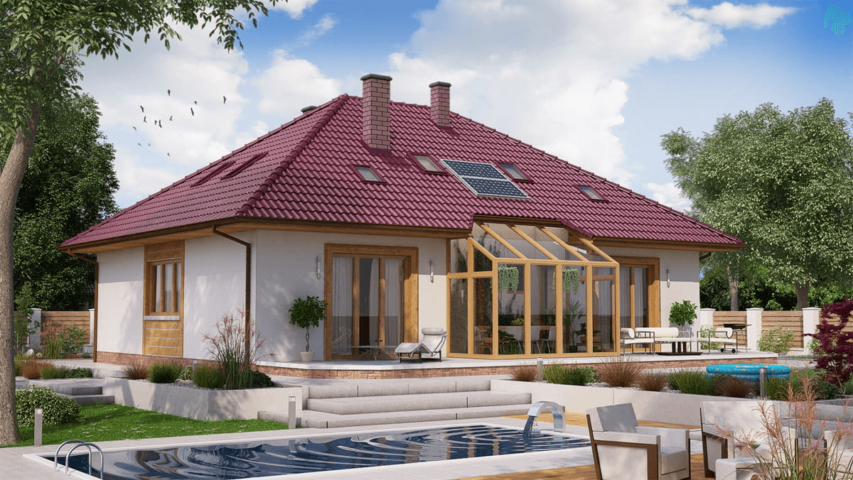 Wizualizacja domu BW-52 dwulokalowy