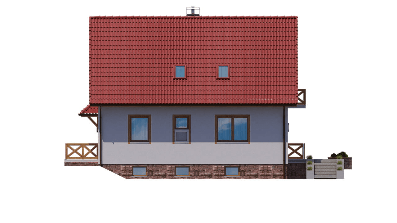 Elewacja tylna domu jednorodzinnego BW-53