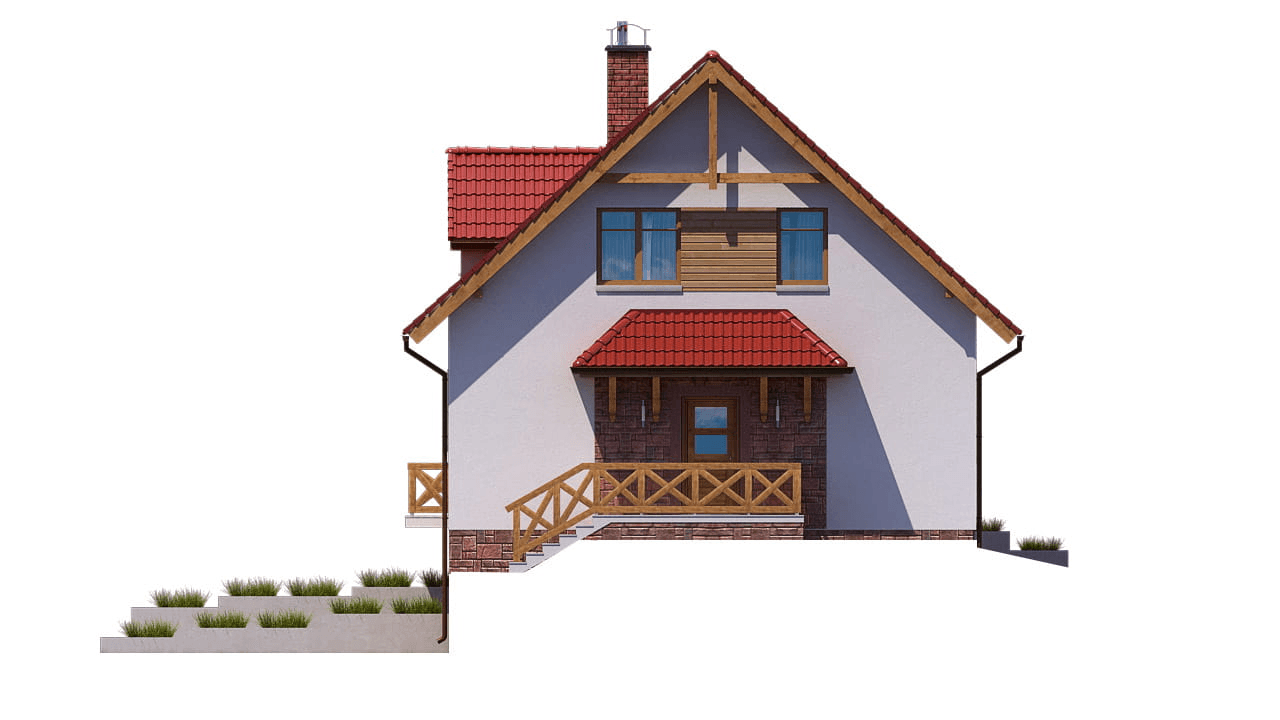 Elewacja prawa domu jednorodzinnego BW-53