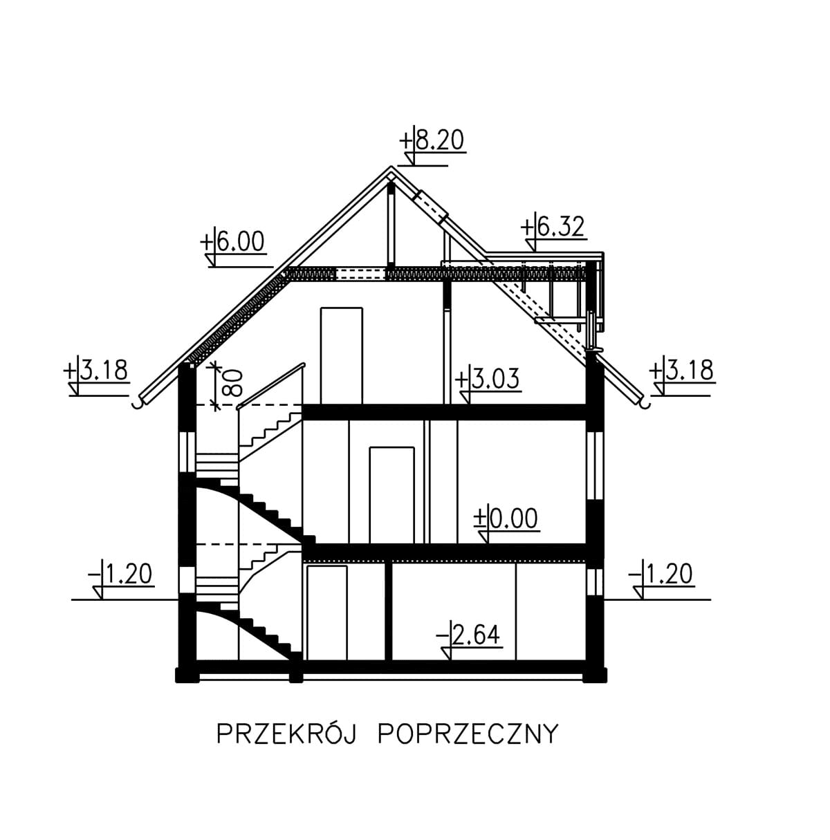 Przekrój domu jednorodzinnego BW-53