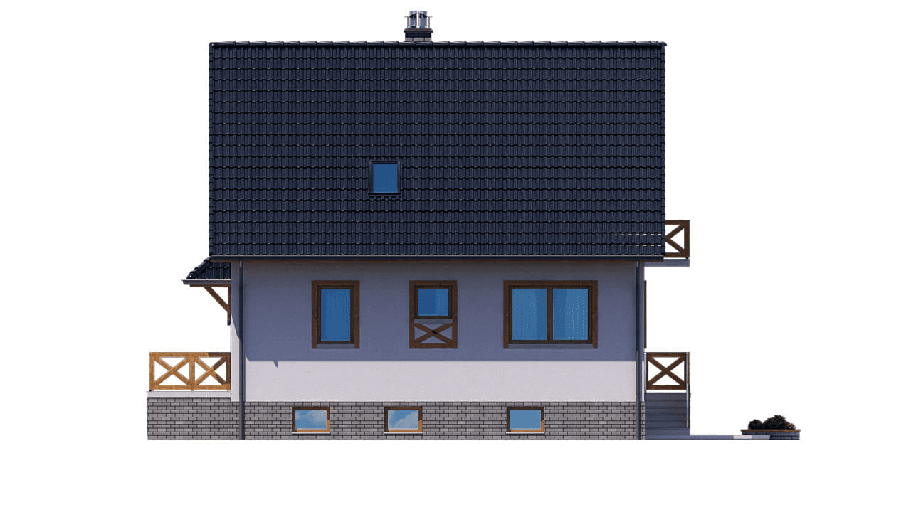 Elewacja tylna domu jednorodzinnego BW-53 wariant 1