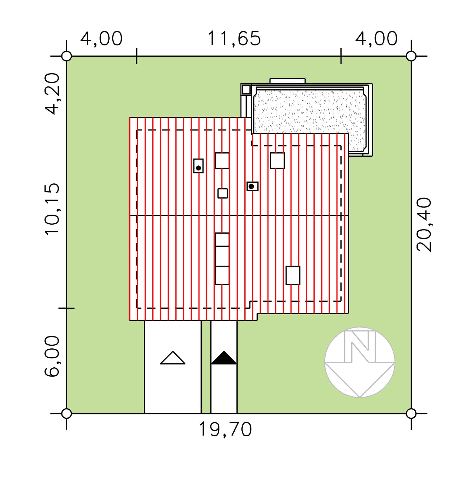 Rzut usytuowania domu jednorodzinnego BW-55 na działce
