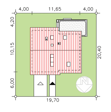 Rzut usytuowania domu jednorodzinnego BW-55 na działce