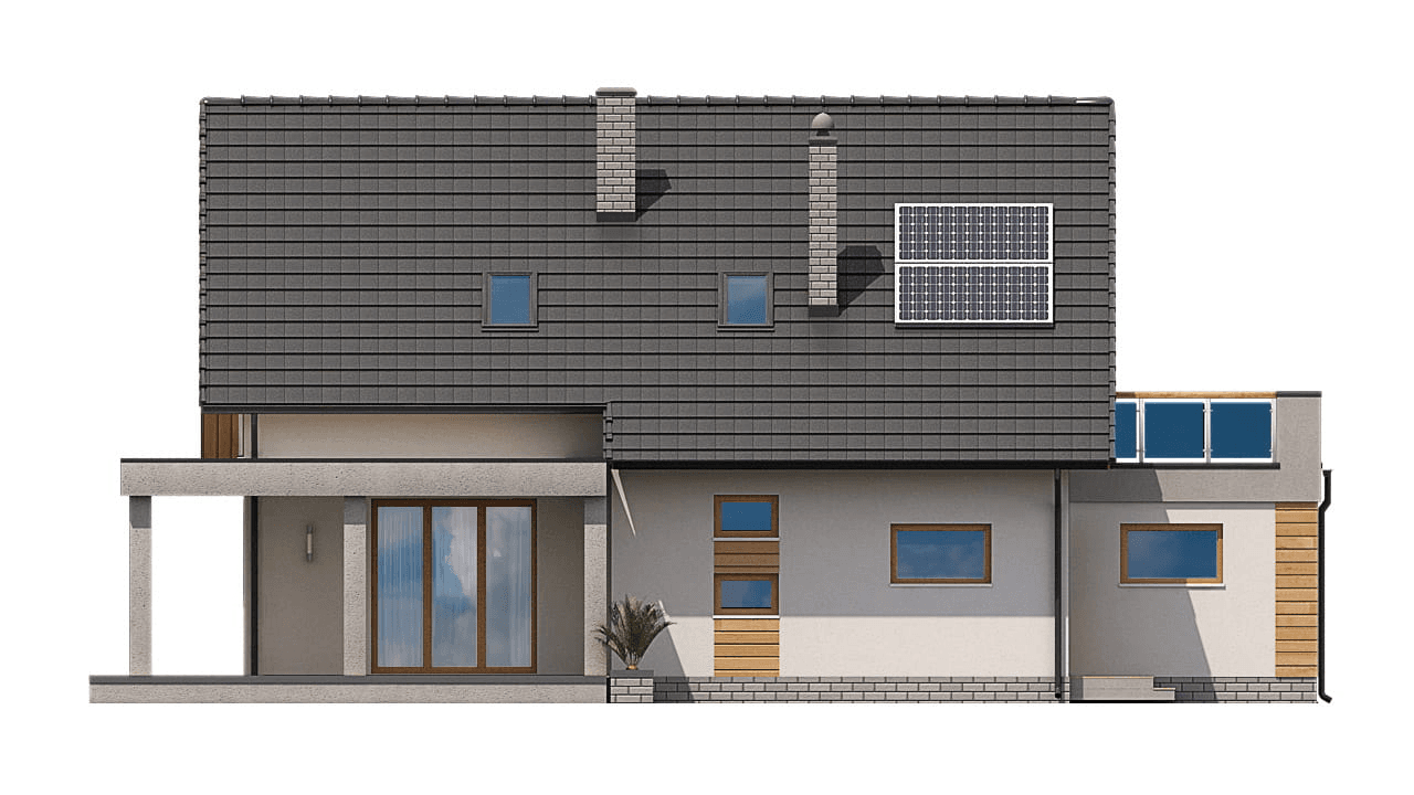 Elewacja tylna domu jednorodzinnego BW-55 wariant 1.