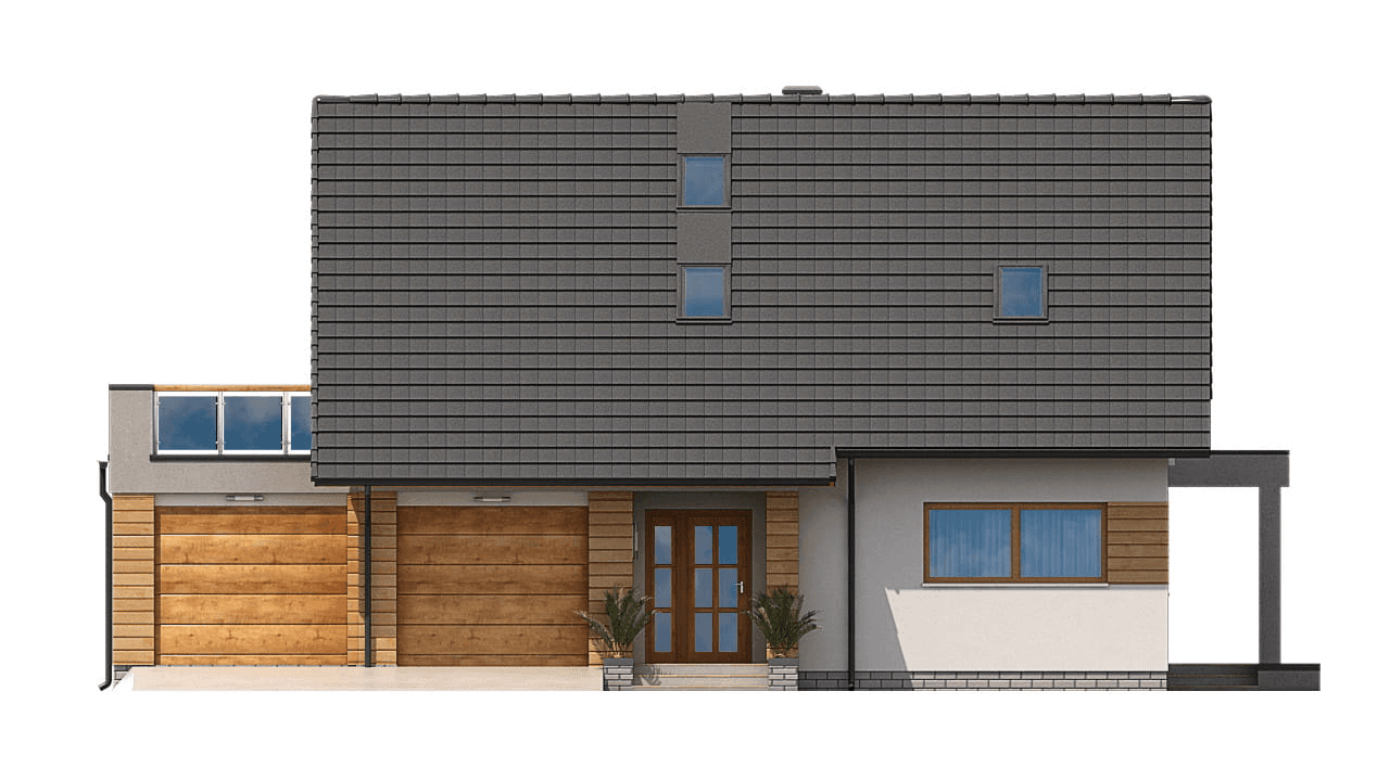 Elewacja frontowa domu jednorodzinnego BW-55 wariant 1.