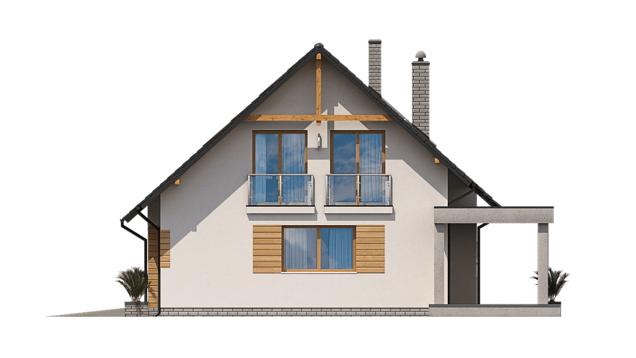 Elewacja prawa domu jednorodzinnego BW-55 wariant 1.