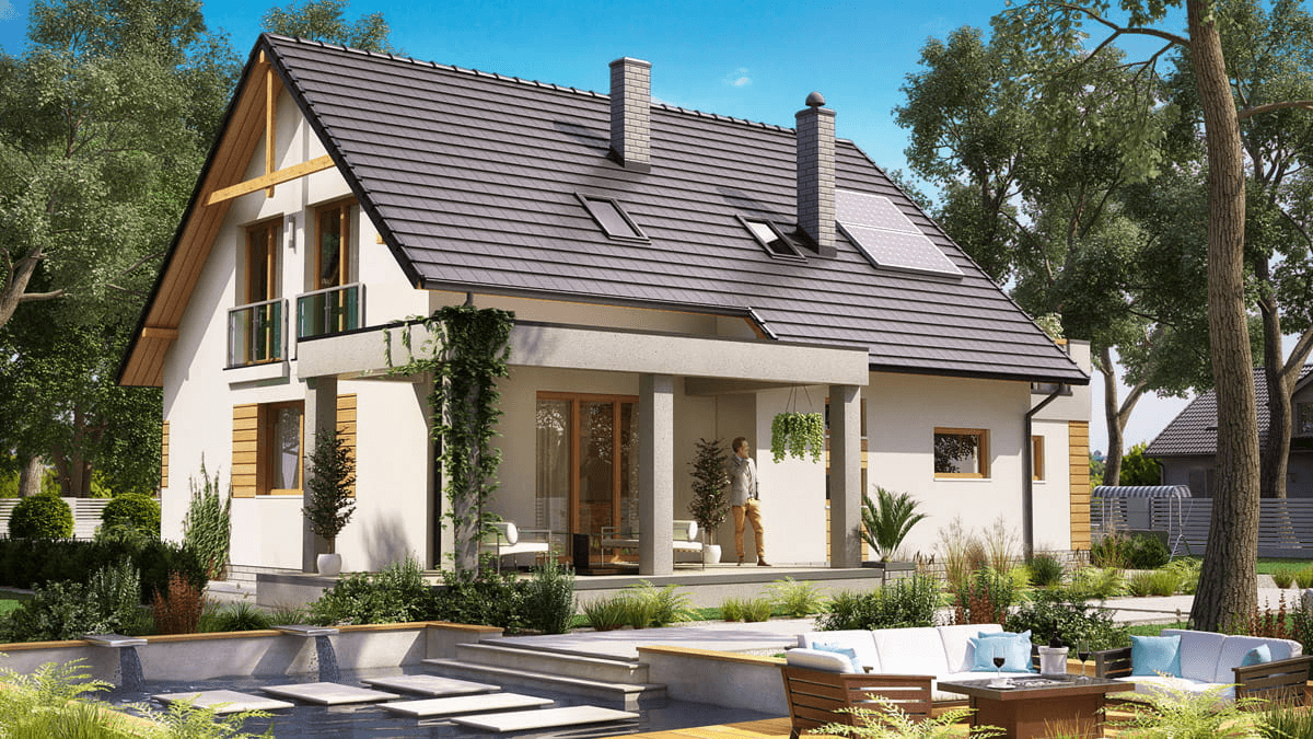 Wizualizacja domu jednorodzinnego BW-55 wariant 1.