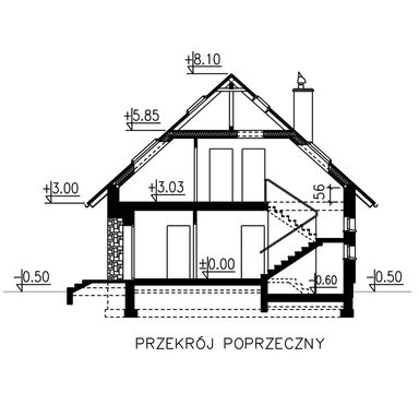 Przekroj domu BW-55 wariant 3