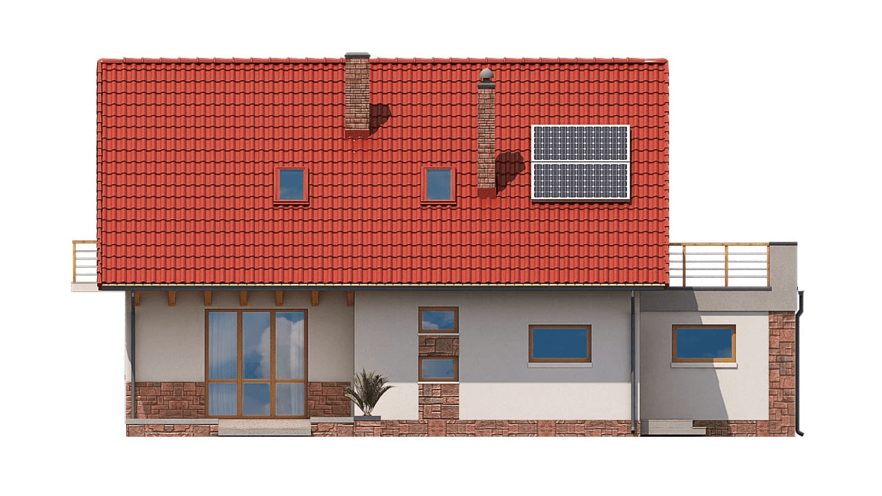 Elewacja tylna projektu domu BW-55 wariant 3