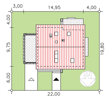Usytuowanie domu na działce projekt domu BW-55 wariant 3