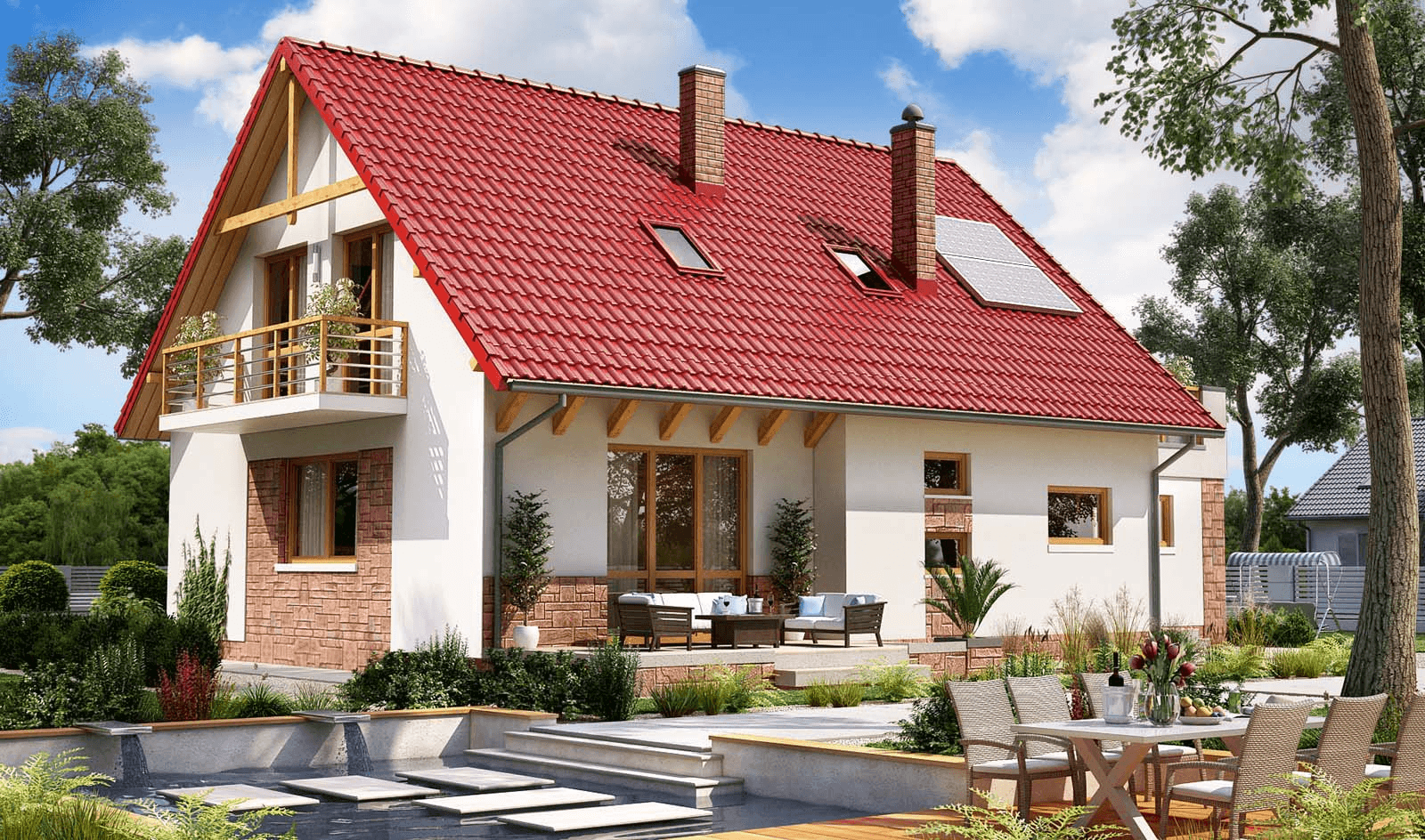 Dom z poddaszem z tarasem nad garażem BW-55 wariant 3