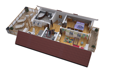 Wizualizacja 3D rzutu poddasza dom BW-55 wariant 3