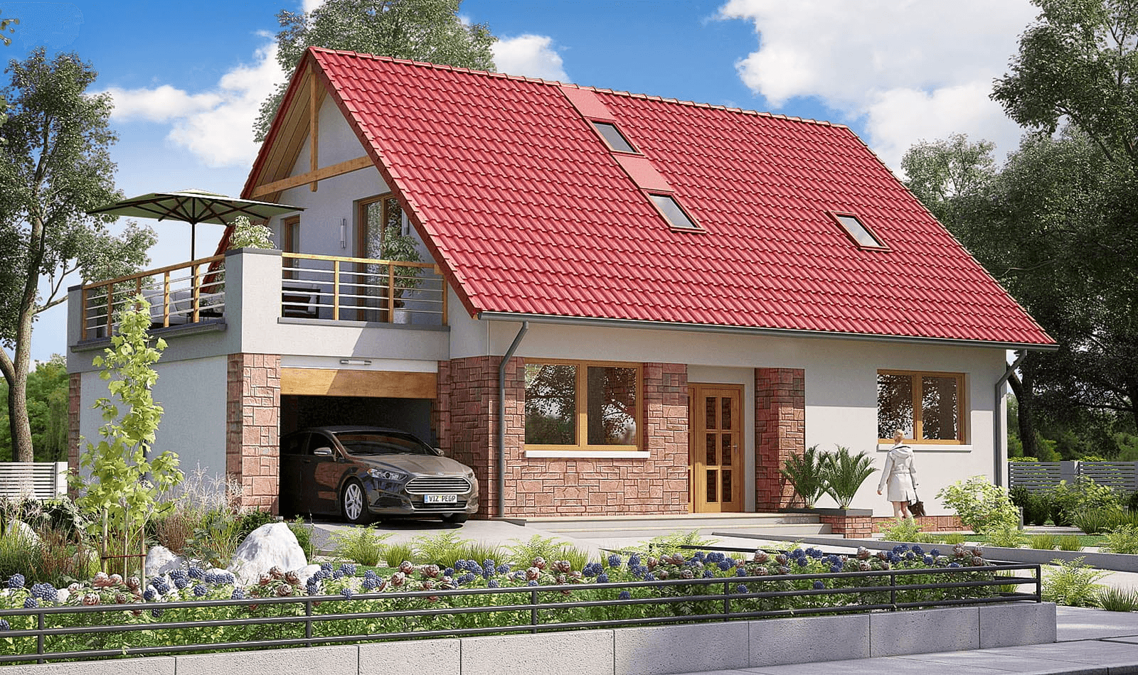 Widok na dom jednorodzinny BW-55 wariant 3