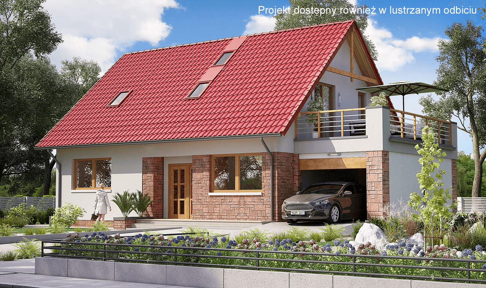 Piękny proejkt domu z tarasem nad garażem BW-55 wairant 3