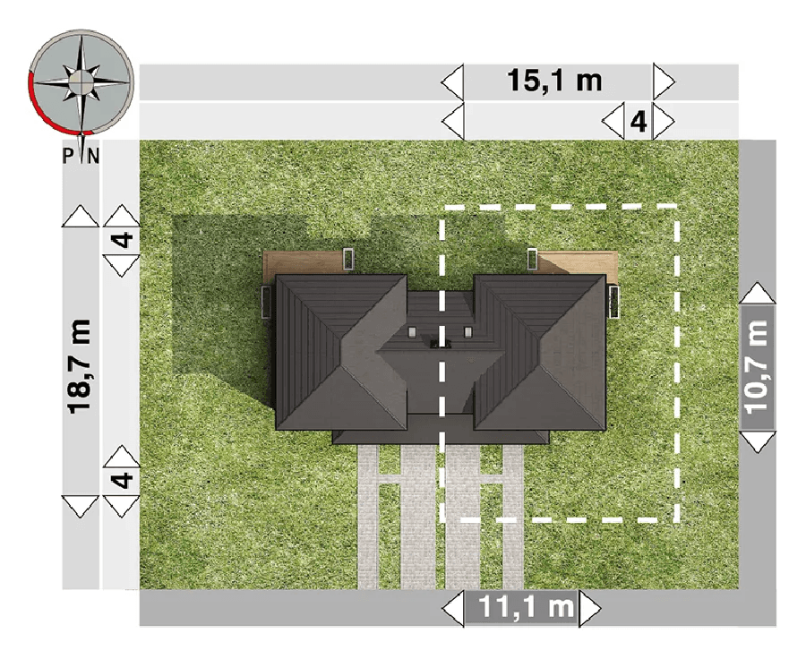 Rzut działki bliźniak igor duo