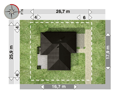 Rzut działki projekt Ariadna druga opcja