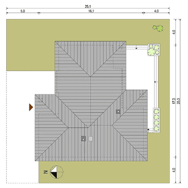 rzut działki projekt parterowy Ariadna Rex