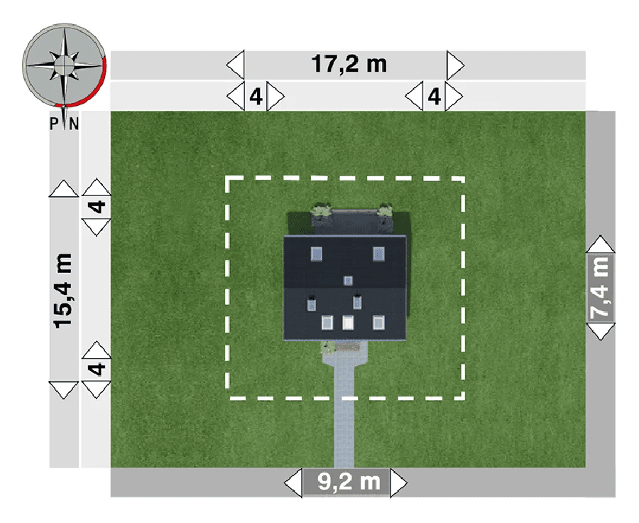 Usytuowanie na działce projekt Drops