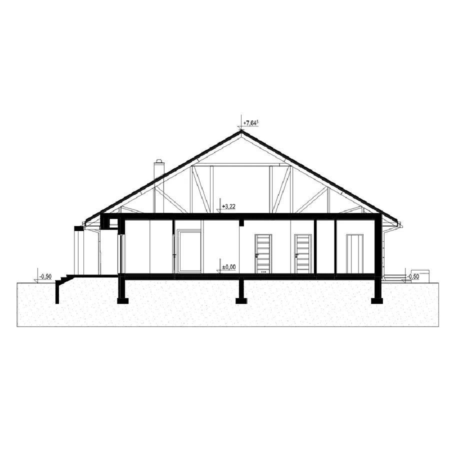 Przekrój w budynku parterowym Karol Polo