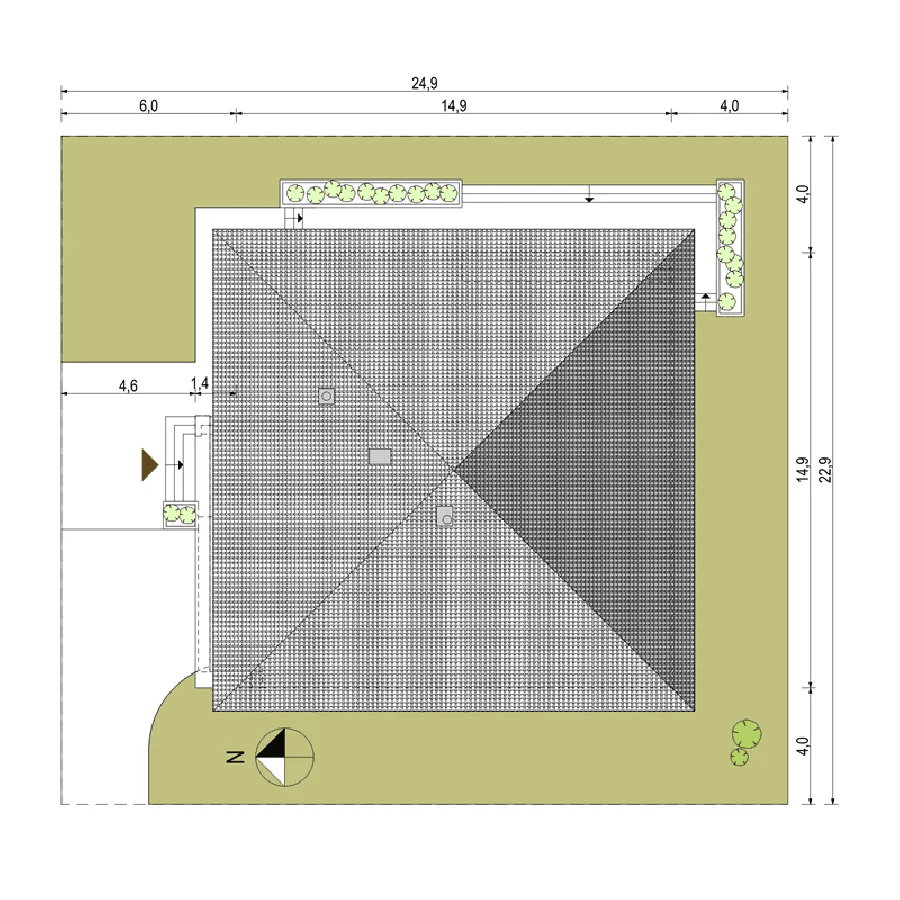 Wariant usytuowania domu parterowego Karol Polo na działce