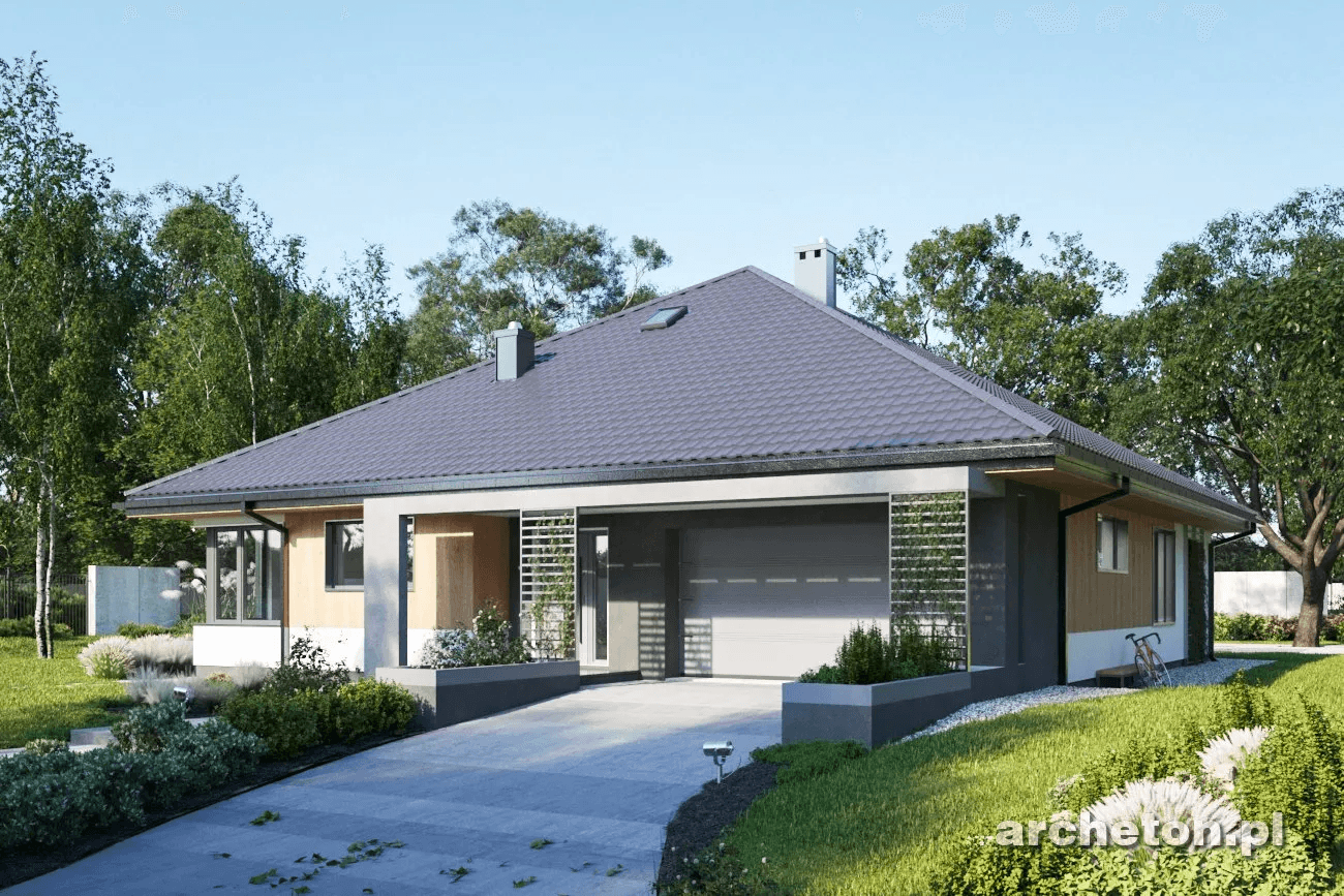 Projekt domu jednorodzinnego parterowego widok na Karol Polo