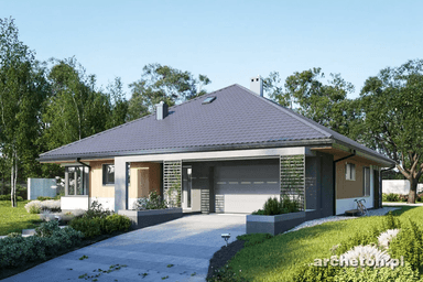 Projekt domu jednorodzinnego parterowego widok na Karol Polo