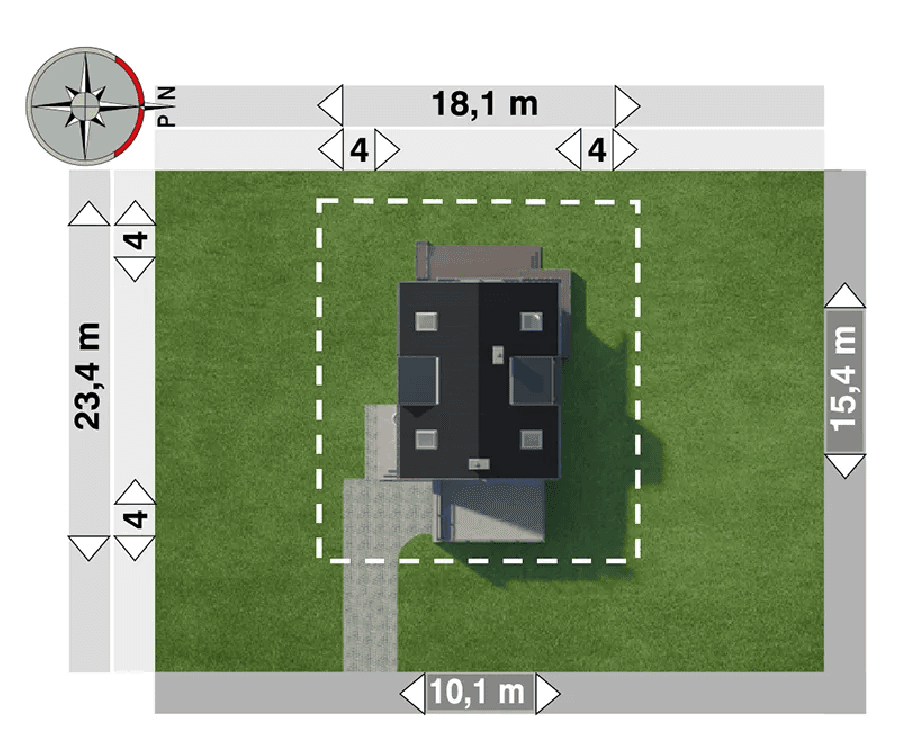 Usytuowanie domu na działce projektu Margo Kubik