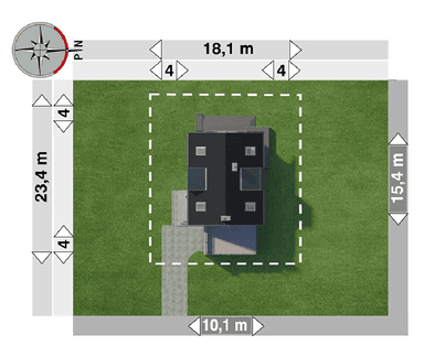 Usytuowanie domu na działce projektu Margo Kubik