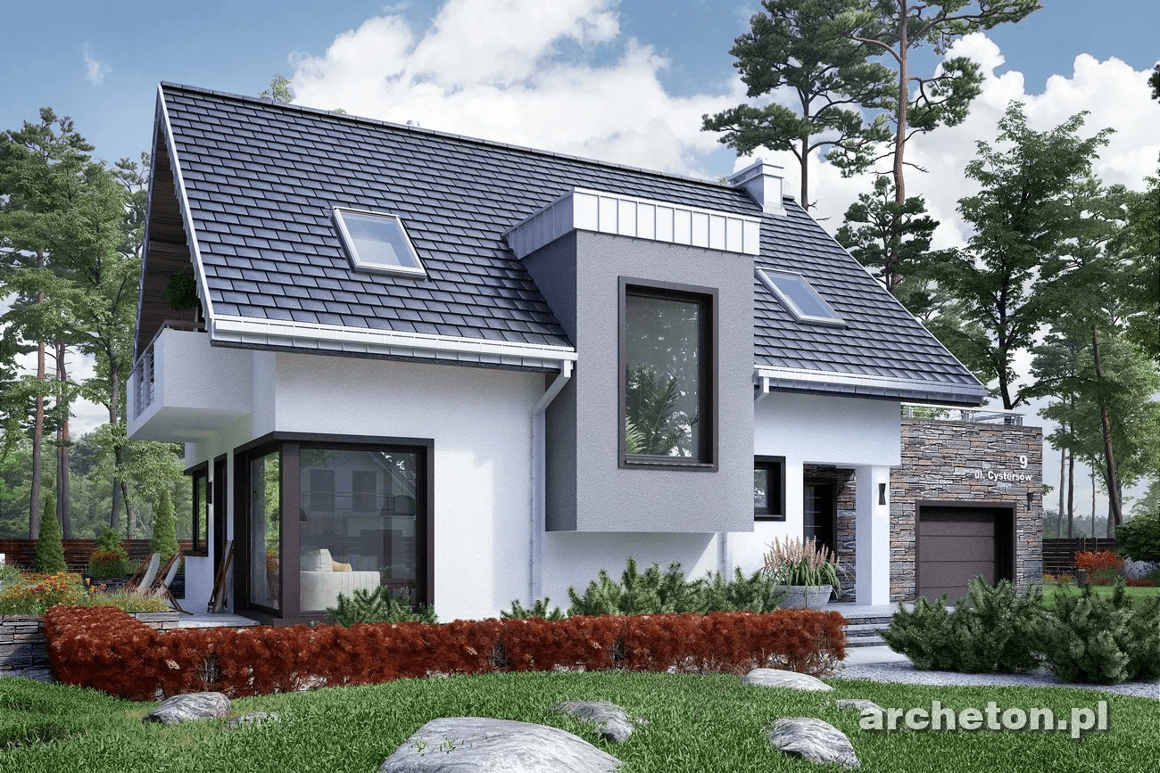 Projekt domu Margo Kubik z dachem dwuspadowym