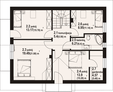 Rzut poddasza w projekcie domu Cedrowo mk1